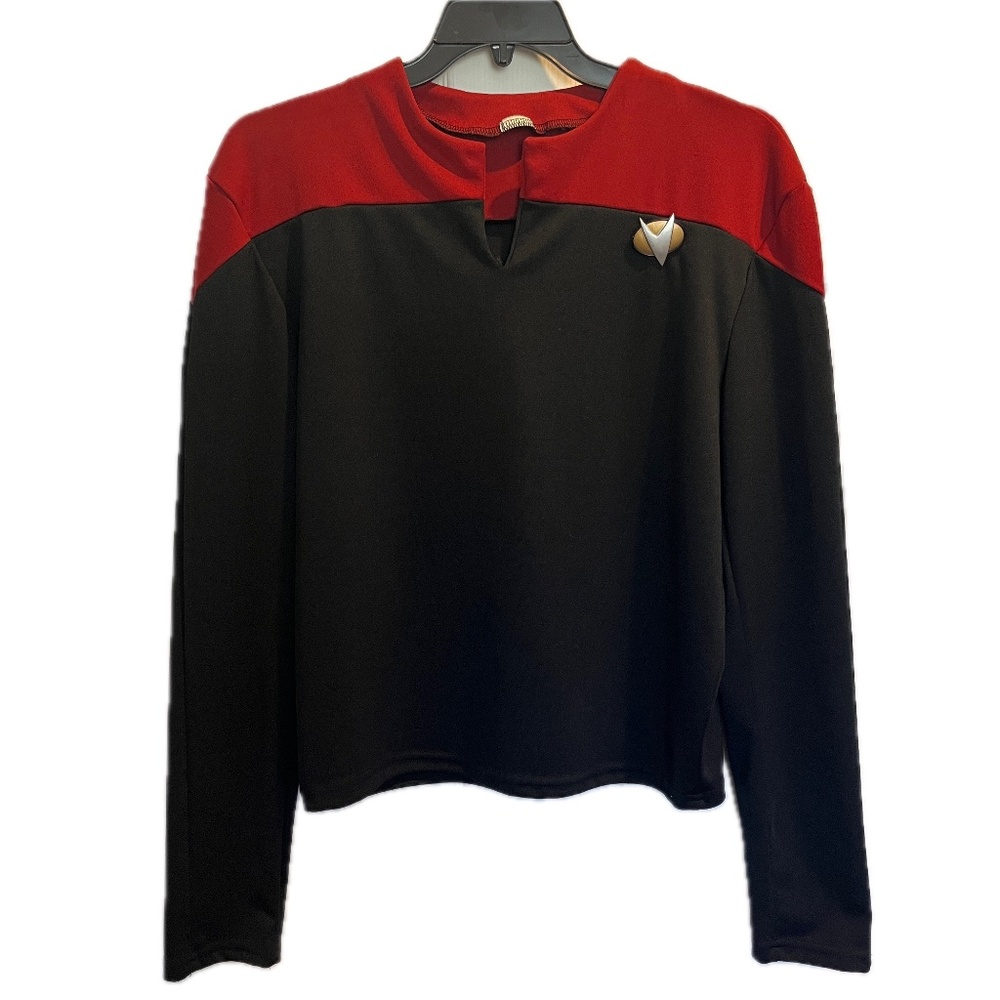 Star Trek TNG Men’s S/M Red Black Uniform Shirt Long Sleeve